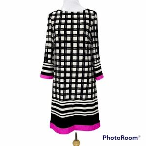 🎆NEW YEARS SALE🎇 Eliza J Dress Size 6 Black & Tan with Pink Stripe 3/4 Sleeve
